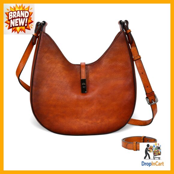 Leather Crossbody Hobo Bag Adjustable Straps Casual Work Everyday Purse